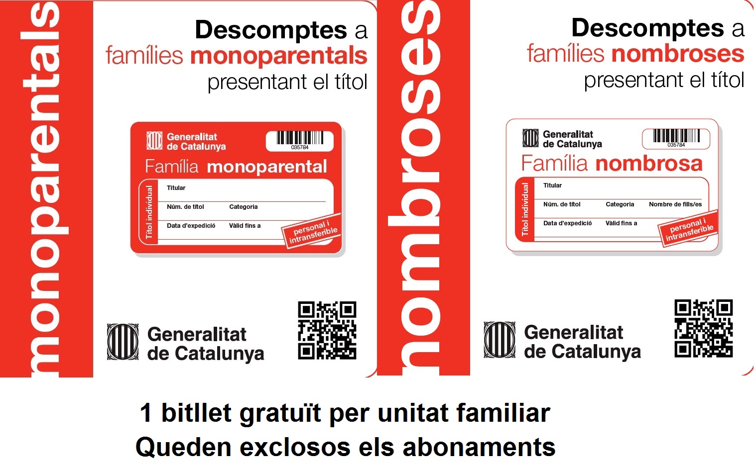 DESCOMPTES DISCAPACITATS, FAMILIES NOMBROSES I MONOPARENTALS